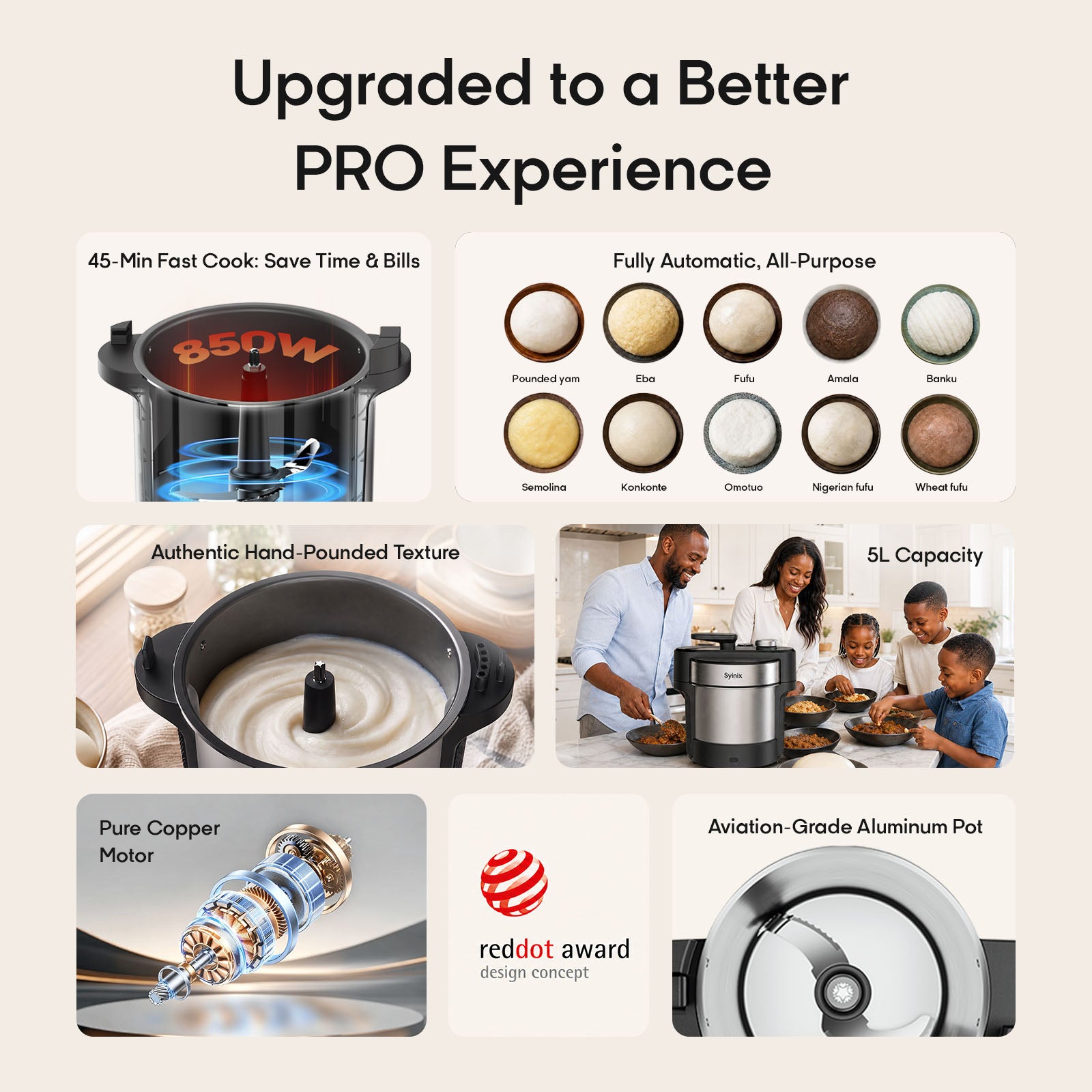 Syinix Swallow Maker PRO | 45-Min Fast Cook Fufu Machine