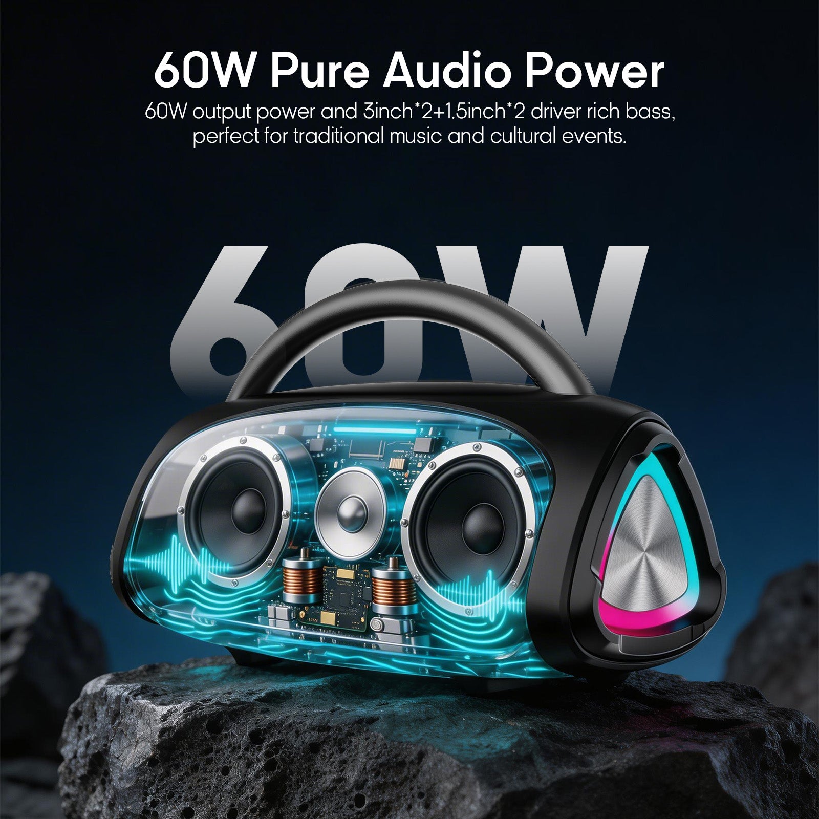 Syinix TROCHI Max Bluetooth Speaker SYN-V60 – 60W Portable Waterproof Wireless Speaker
