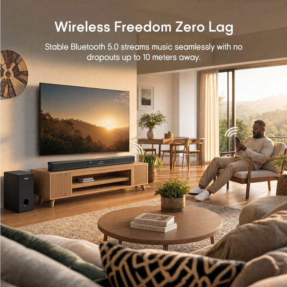 Syinix SYN-S60 Soundbar with Subwoofer – Bluetooth Home Theater Audio System