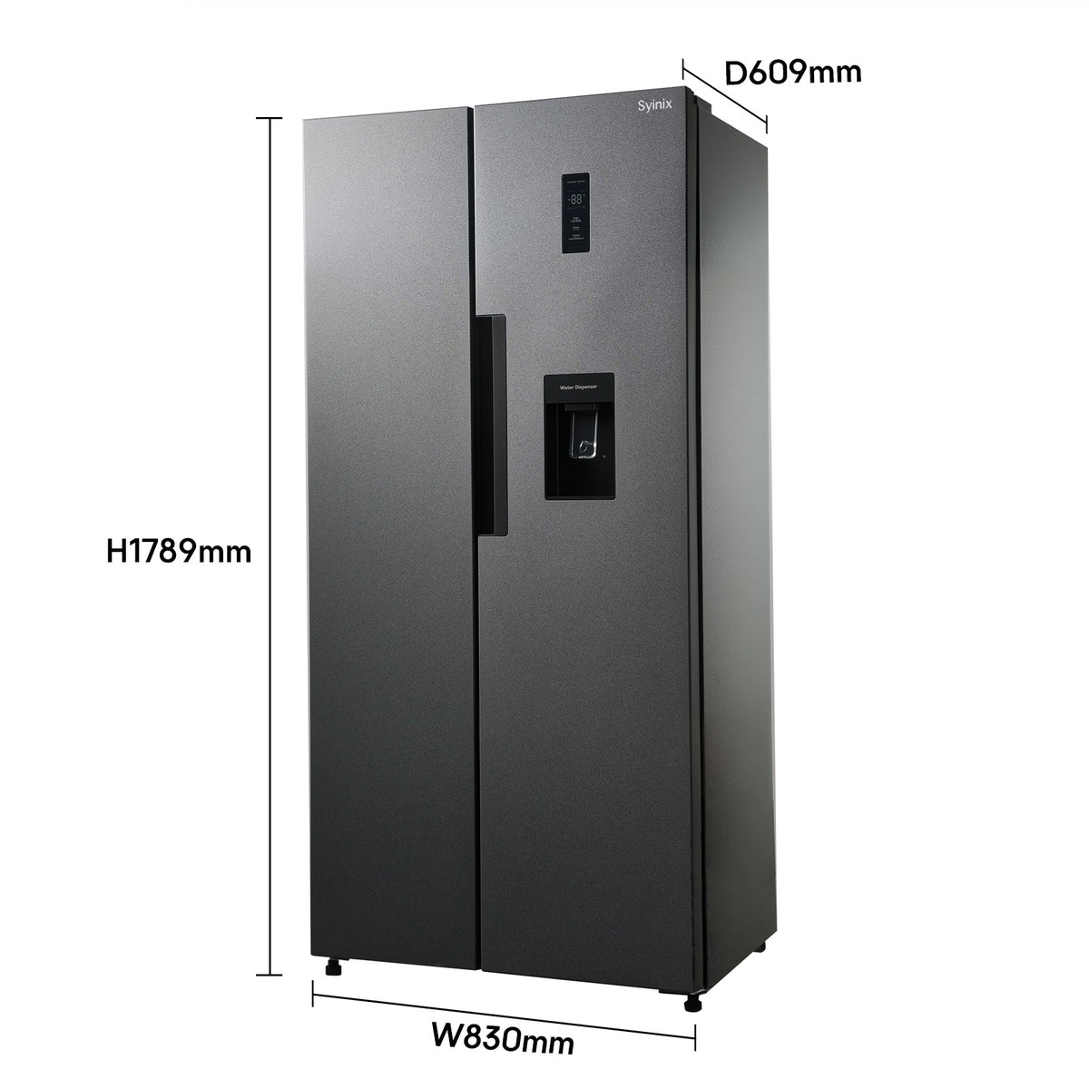 Syinix FD460SBWS GrandCool 460L Side-by-Side Fridge with Water Dispenser