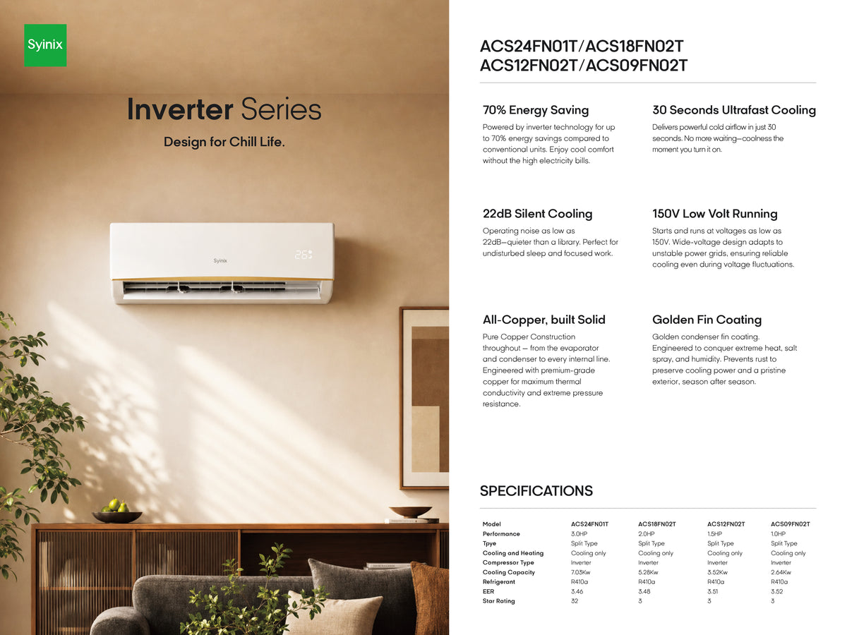 Syinix ACS-24FN01T Inverter Split Air Conditioner 2.50HP