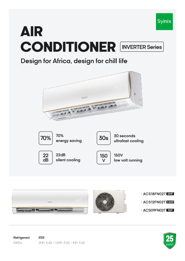 SYINIX 2.0HP INVERTER AIR CONDITIONER - (AC18FN02T)