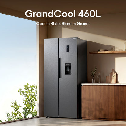 Syinix FD460SBWS GrandCool 460L Side-by-Side Fridge with Water Dispenser