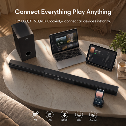 Syinix SYN-S60 Soundbar with Subwoofer – Bluetooth Home Theater Audio System