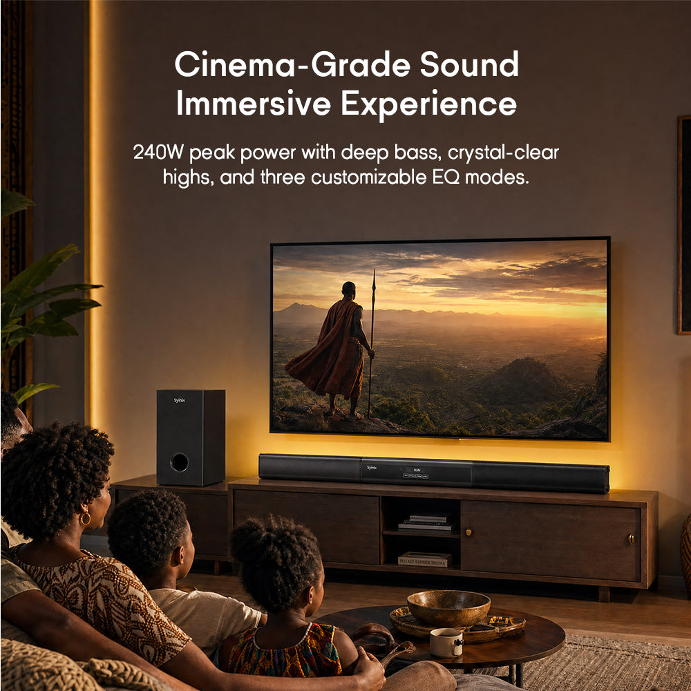 Syinix SYN-S60 Soundbar with Subwoofer – Bluetooth Home Theater Audio System