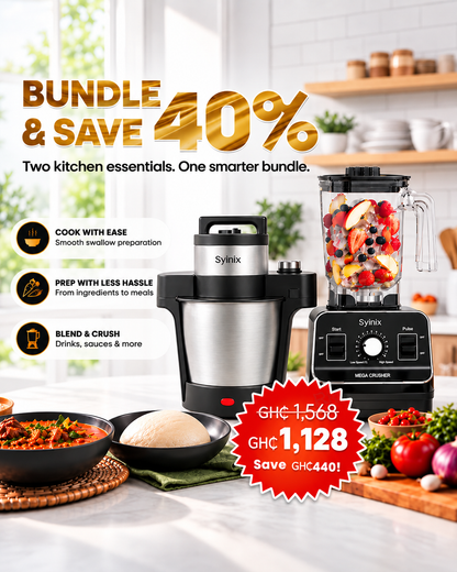 Syinix Swallow Maker Eco Plus 6L & Mega Crusher Blender SBL15U1 Combo