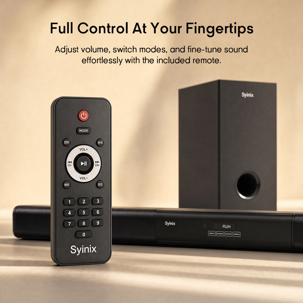 Syinix SYN-S60 Soundbar with Subwoofer – Bluetooth Home Theater Audio System