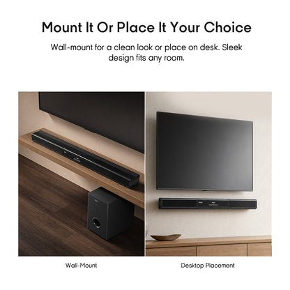 Syinix SYN-S60 Soundbar with Subwoofer – Bluetooth Home Theater Audio System