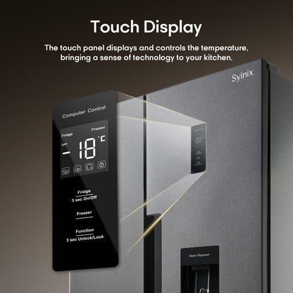 Syinix FD460SBWS GrandCool 460L Side-by-Side Fridge with Water Dispenser