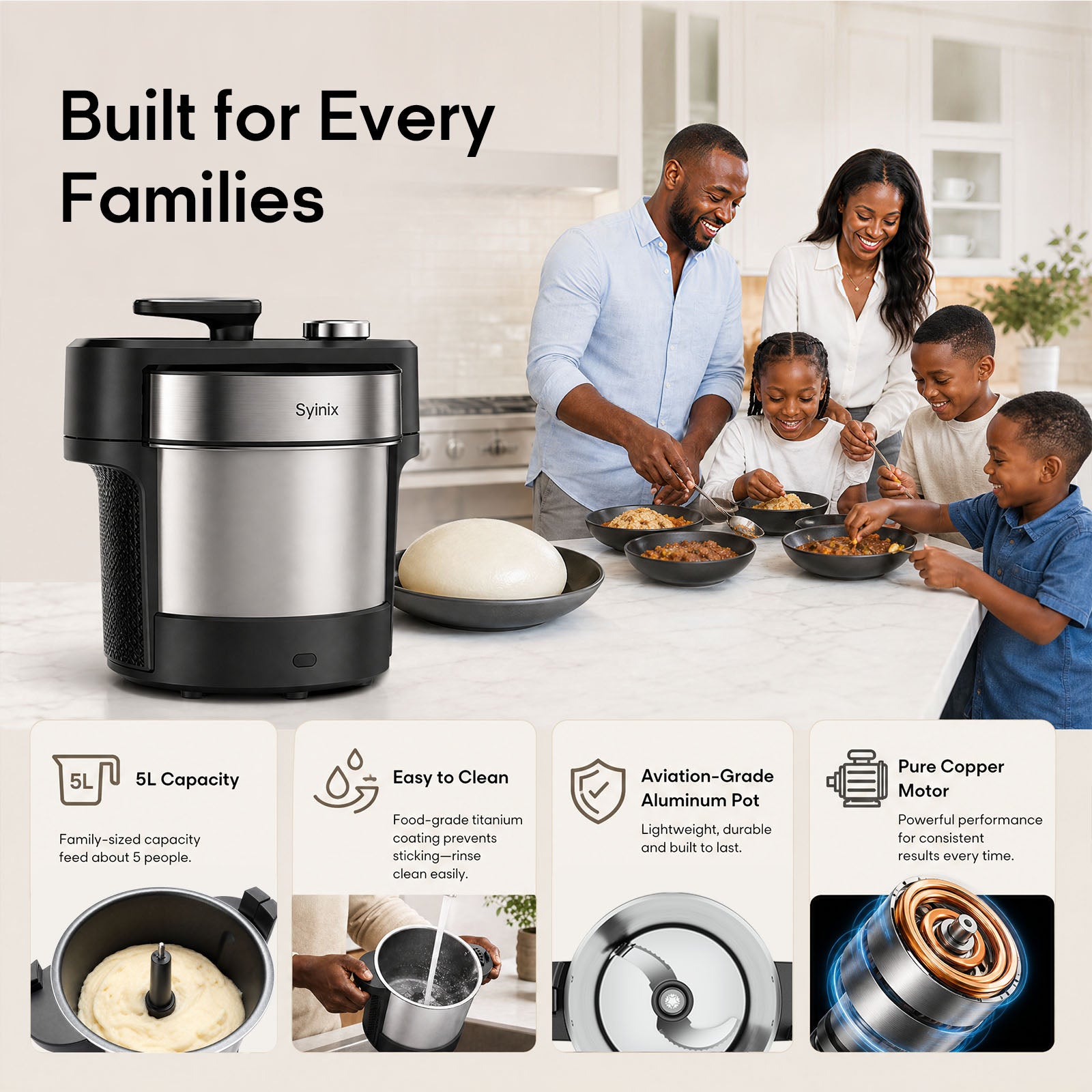 Syinix Swallow Maker PRO | 45-Min Fast Cook Fufu Machine