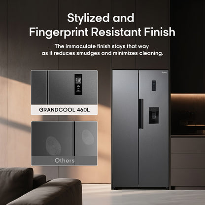 Syinix FD460SBWS GrandCool 460L Side-by-Side Fridge with Water Dispenser