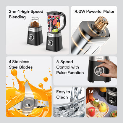 SYINIX BLENDER-2-in-1 High-Speed Blending 700W SBL70E1