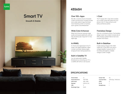Syinix 43-Inch Full HD Frameless Smart TV 43S65H