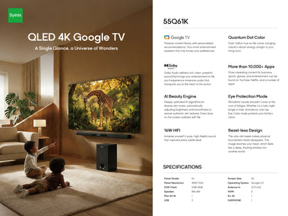 Syinix 55-Inch QLED 4K Google TV 55Q61K